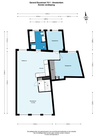 Floor plan - Gerard Doustraat 15-1, 1072 VJ Amsterdam 